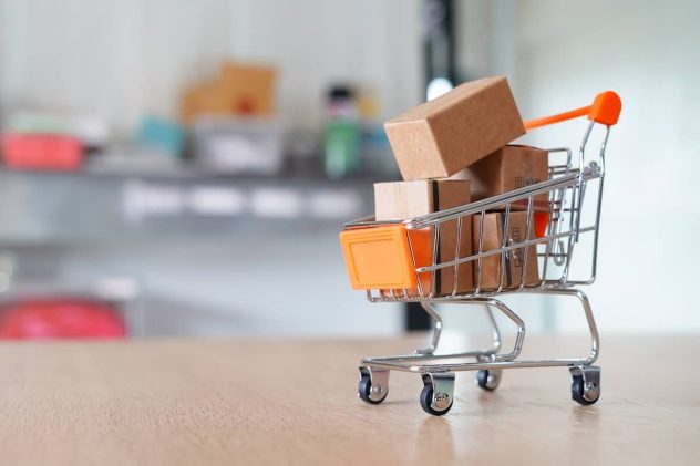 shopping trolley with boxes
